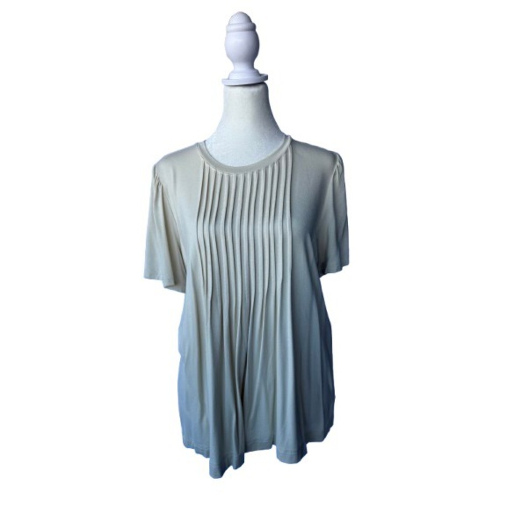 Downeast Top Womens‎ S Beige Relaxed Pleated Pintuck Clean Girl Minimalist NWT